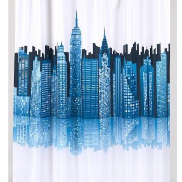 Cityscape shower curtain brand new and packaging metal grommets skyline washable - Picture 1 of 3